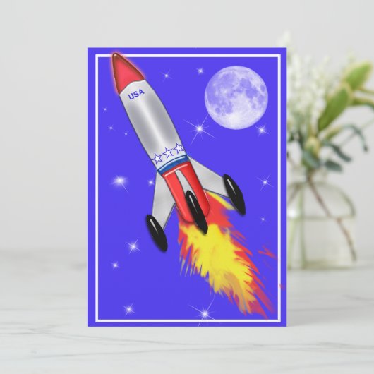 Invitation Une fusée vraiment Cool dans l'espace (Debout devant)