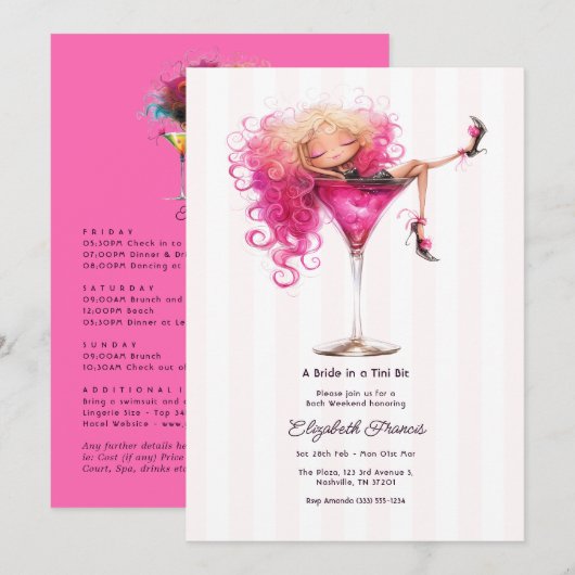Invitation Une future mariée dans un enterrement de vie de je (Devant / Derrière)