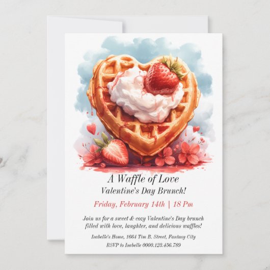 Invitation Une gaufre d'amour personnalisable - Saint Valenti (Devant)