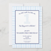 Invitation Une grande année - Classique Bleu En vichy Anniver (Devant)