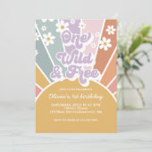 Invitation Une Inv Retro Sunshine Rainbow Daisy sauvage et li (Debout devant)