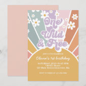 Invitation Une Inv Retro Sunshine Rainbow Daisy sauvage et li (Devant / Derrière)