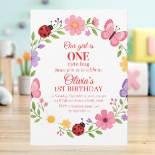 Invitation UNE jolie coccinelle pour un 1er anniversaire