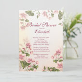 Invitation Une jolie Fête de l'mariée de fleurs rose florale  (Debout devant)