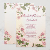 Invitation Une jolie Fête de l'mariée de fleurs rose florale  (Devant / Derrière)