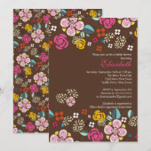 Invitation Une jolie Fête de l'mariée fleurie moderne (Devant / Derrière)