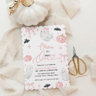 Invitation Une jolie fille fantôme rose pour son 1er annivers