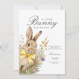 Invitation Une jolie petite Fête de Naissance de Lapin Floral