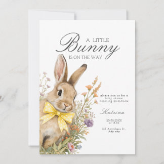 Invitation Une jolie petite Fête de Naissance de Lapin Floral