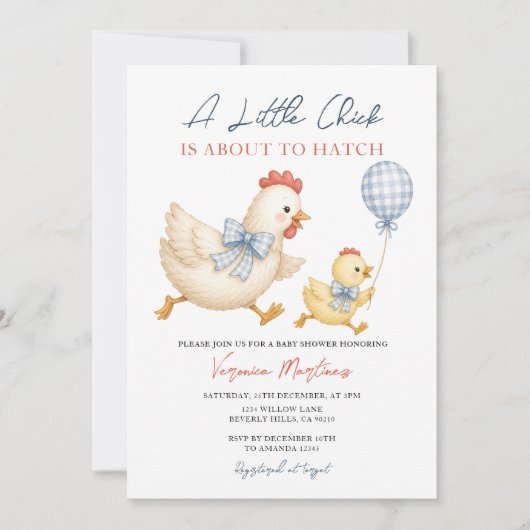 Invitation Une jolie petite poussin est sur le point d'éclore (Devant)