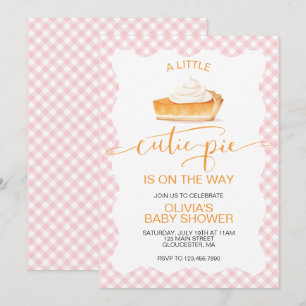 Invitation Une jolie tarte rose à carreaux pour une baby show