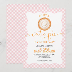 Invitation Une jolie tarte rose à carreaux pour une baby show