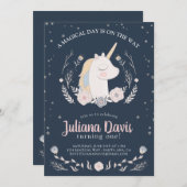 Invitation Une journée magique est en route Licorne (Devant / Derrière)