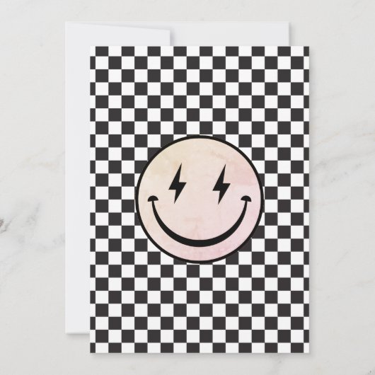 Invitation Une joyeuse Bébé Rétro Filles Anniversaire (Dos)