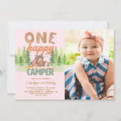 Invitation Une joyeuse Camper Girl Photo 1er anniversaire (Devant)