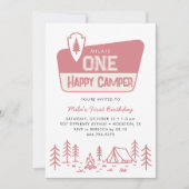 Invitation Une joyeuse campeuse pour son 1er anniversaire de  (Devant)