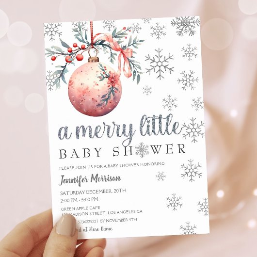 Invitation Une joyeuse petite fille Baby shower d'hiver Invit