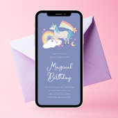 Invitation Une licorne magique et Rainbow Birthday Party Invi