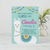 Invitation Une Llama Amusante Soirée Anniversaire Toute Âge (Debout devant)