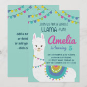 Invitation Une Llama Amusante Soirée Anniversaire Toute Âge (Devant / Derrière)