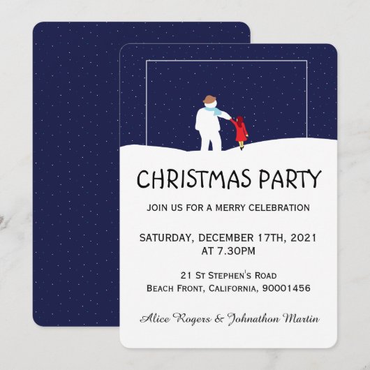 Invitation Une Marche Avec L'Invitation Du Fête De Noël Snowm (Devant / Derrière)