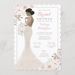 Invitation Une mariée afro-américaine en Fête des mariées de