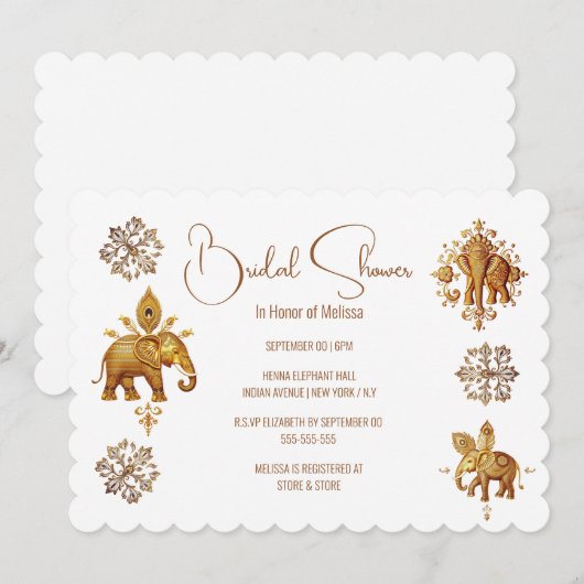 Invitation Une mariée d'éléphant indien en hindi (Devant / Derrière)