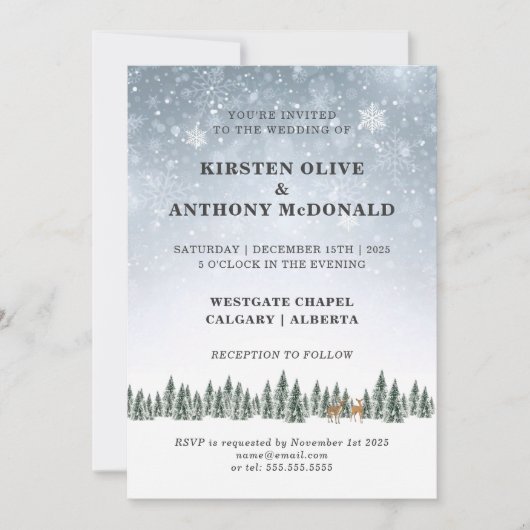 Invitation UNE MERVEILLE D'HIVER| Mariage (Devant)
