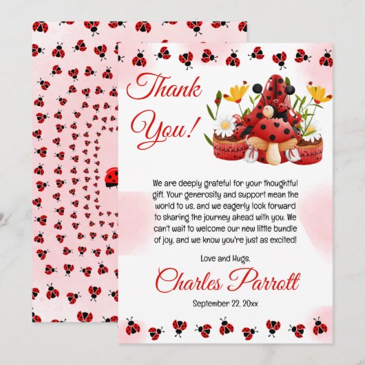 Invitation Une Mignonne Petite Ladybug Est En Chemin De Baby (Devant / Derrière)