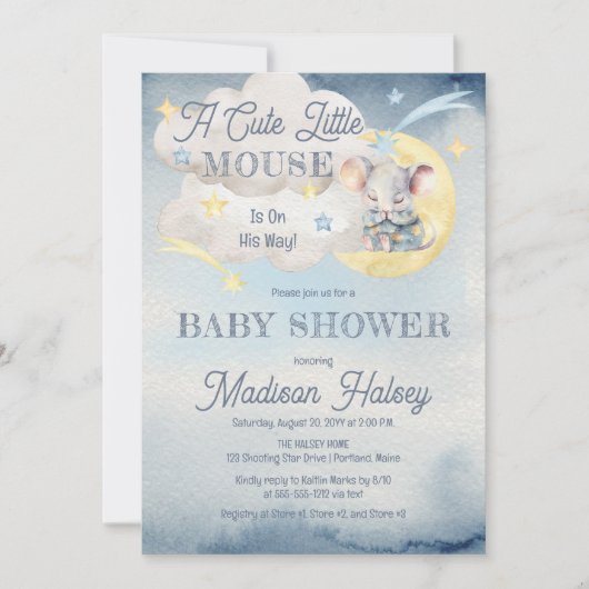 Invitation Une Mignonne Petite Souris Se Trouve En Chemin Du  (Devant)