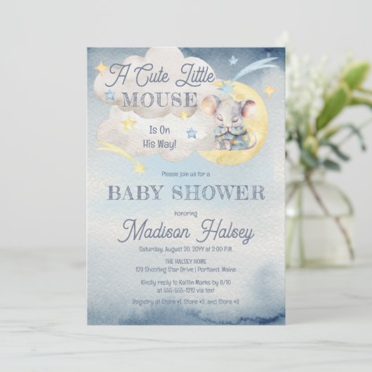 Invitation Une Mignonne Petite Souris Se Trouve En Chemin Du (Debout devant)