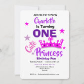 Invitation Une mignonne princesse 1er anniversaire Personnali (Devant)