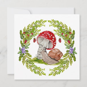 Invitation Une mouche colorée de la forêt et un escargot