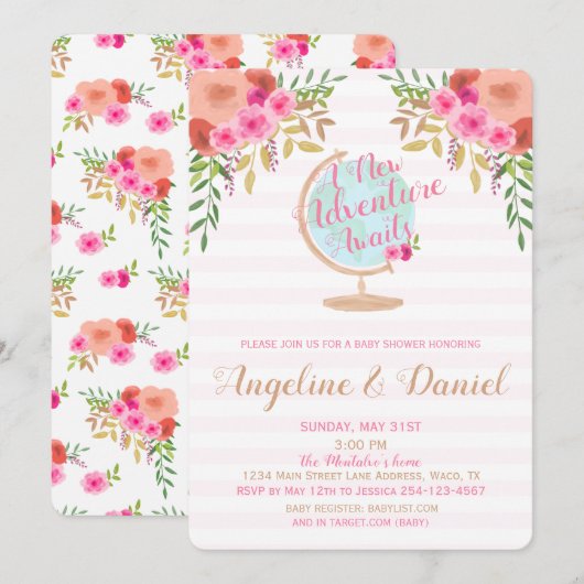 Invitation Une nouvelle aventure attend l'invitation du Baby  (Devant / Derrière)