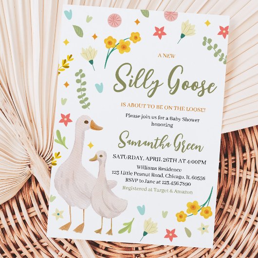 Invitation Une nouvelle douche de bébé Silly Goose