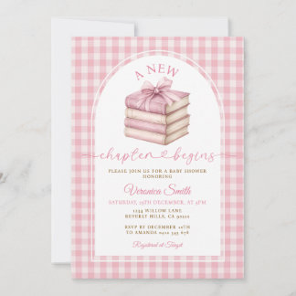 Invitation Une nouvelle étape commence Livre Baby Shower Rose