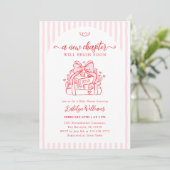 Invitation Une nouvelle étape Fête de bébé rose (Debout devant)