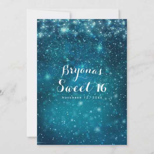 Invitation UNE NUIT SOUS LES ÉTOILES Ciel bleu clair étoilé (Dos)