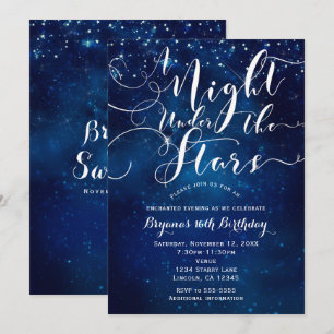 Invitation UNE NUIT SOUS LES ÉTOILES Ciel bleu étoilé brillan