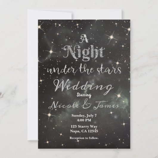 Invitation Une nuit sous les étoiles Dark Night Sky Mariage (Devant)