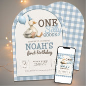 Invitation Une oie bête Customisée Bleu 1er Anniversaire Arc