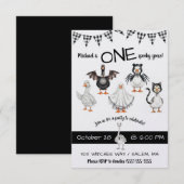 Invitation UNE Oie Éffrayante ! Fête du premier anniversaire (Devant / Derrière)