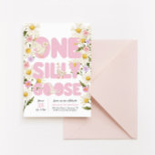 Invitation Une oie idiote | Filles florales roses 1er anniver