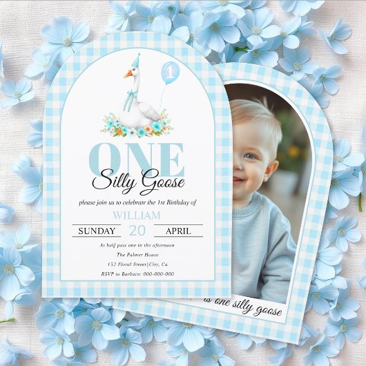Invitation Une oie idiote, le premier anniversaire du garçon
