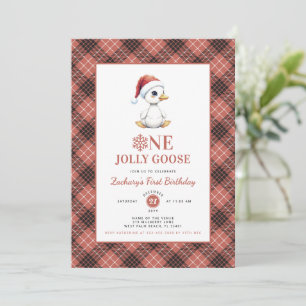 Invitation Une oie joyeuse de Noël moderne pour un premier an