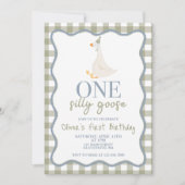 Invitation Une oie soie bleue et verte (Devant)