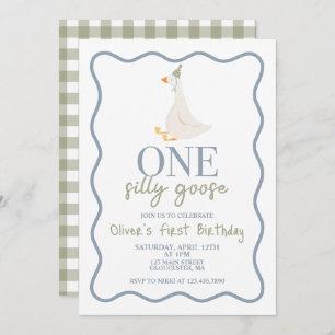 Invitation Une oie soie bleue et verte