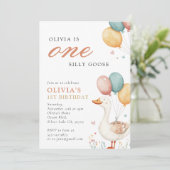 Invitation Une oie sotte 1ère fête d'anniversaire (Debout devant)