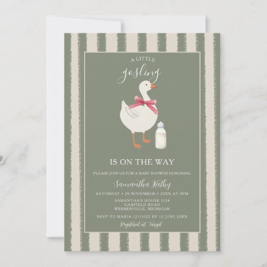 Invitation Une oie sotte arrivera bientôt Baby shower (Devant)