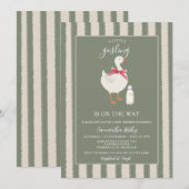 Invitation Une oie sotte arrivera bientôt Baby shower (Devant / Derrière)
